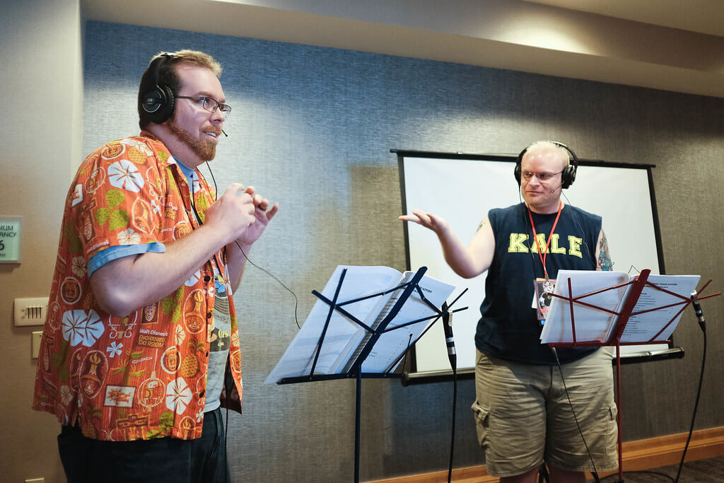 two voice actors performing