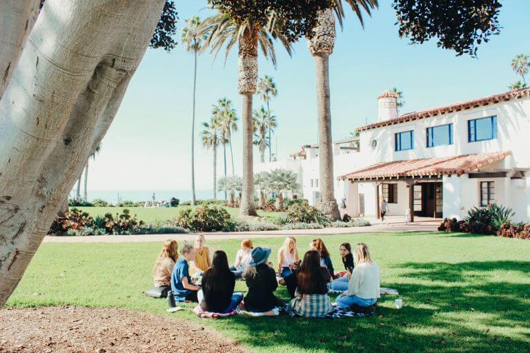 An outdoor writing workshop.