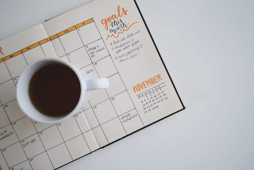 bullet journal with coffee
