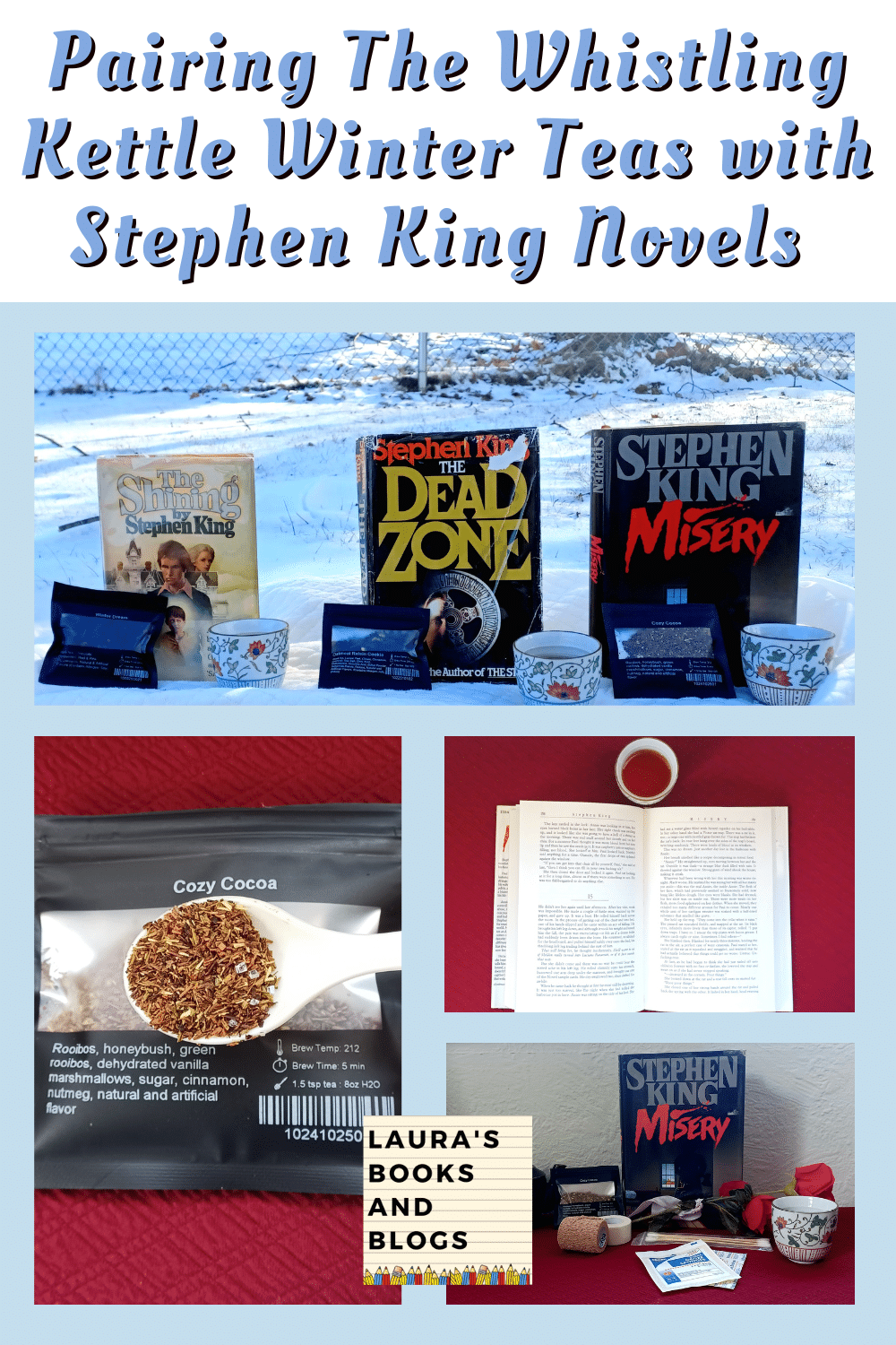 Whistling Kettle winter teas and Stephen King books pin