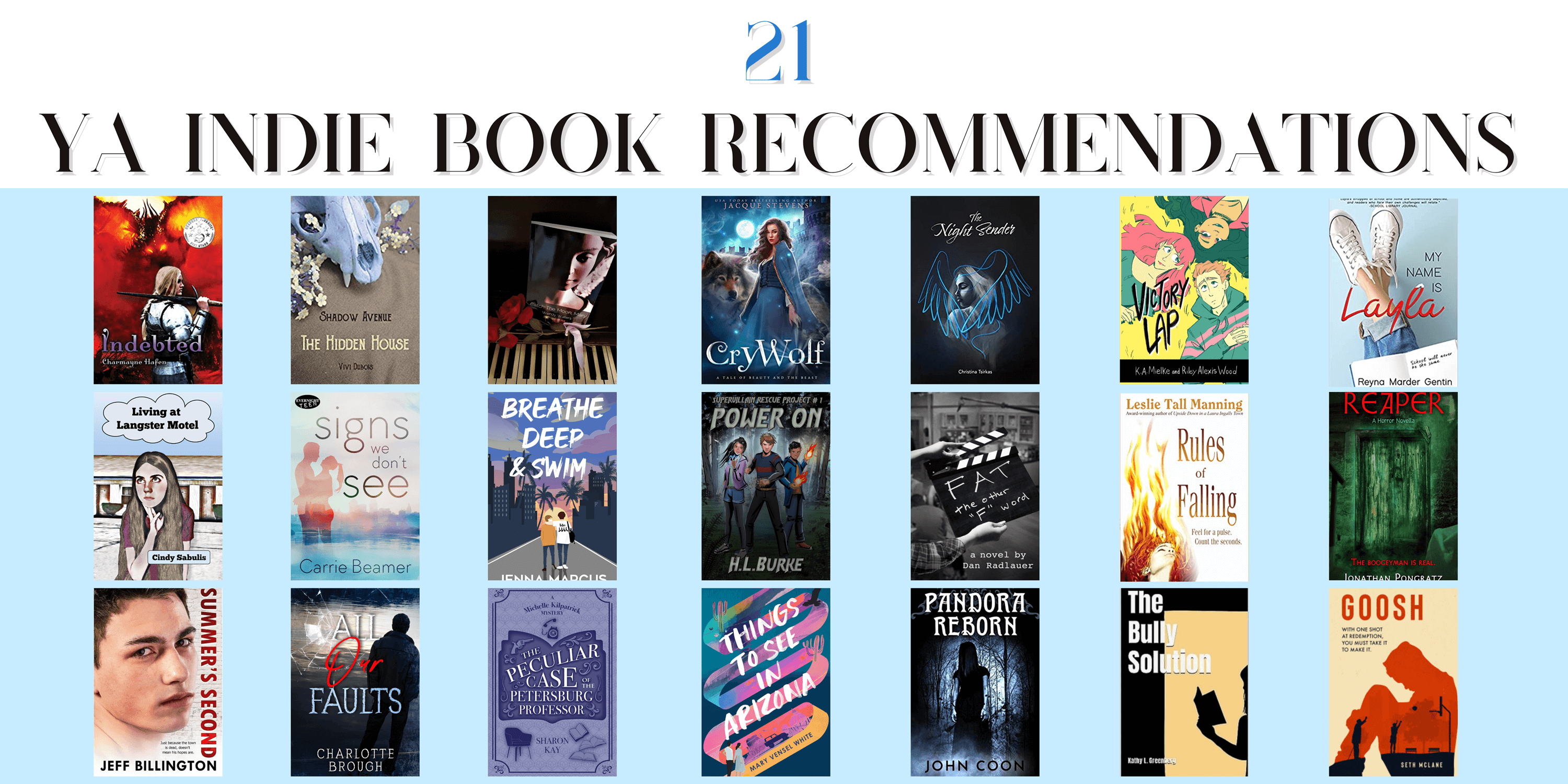 21 YA Indie Book Recommendations Banner