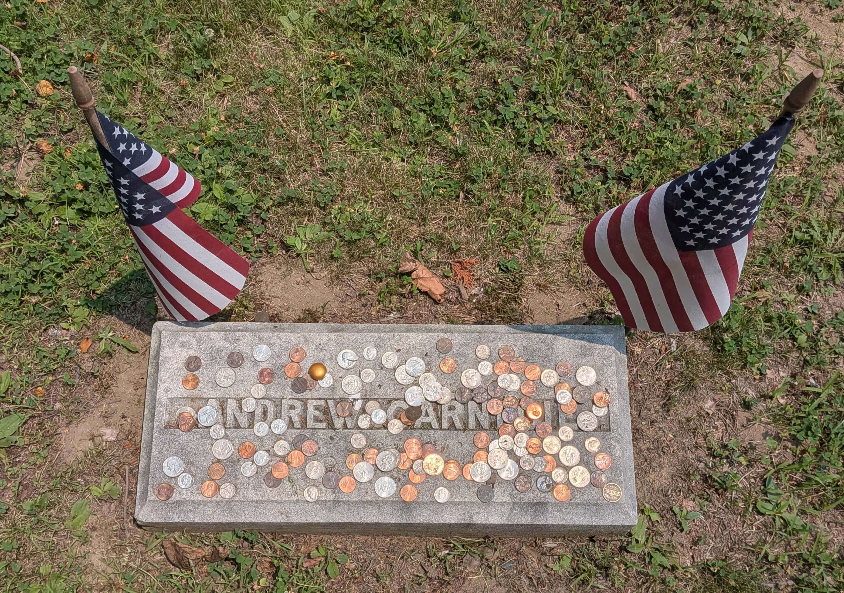 Andrew Carnegie grave coins